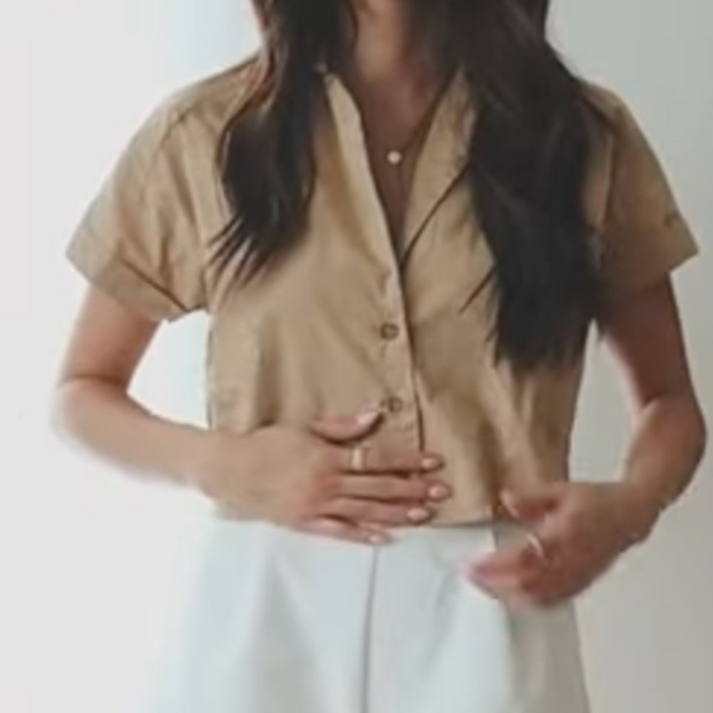 Mango cropped button up shirt